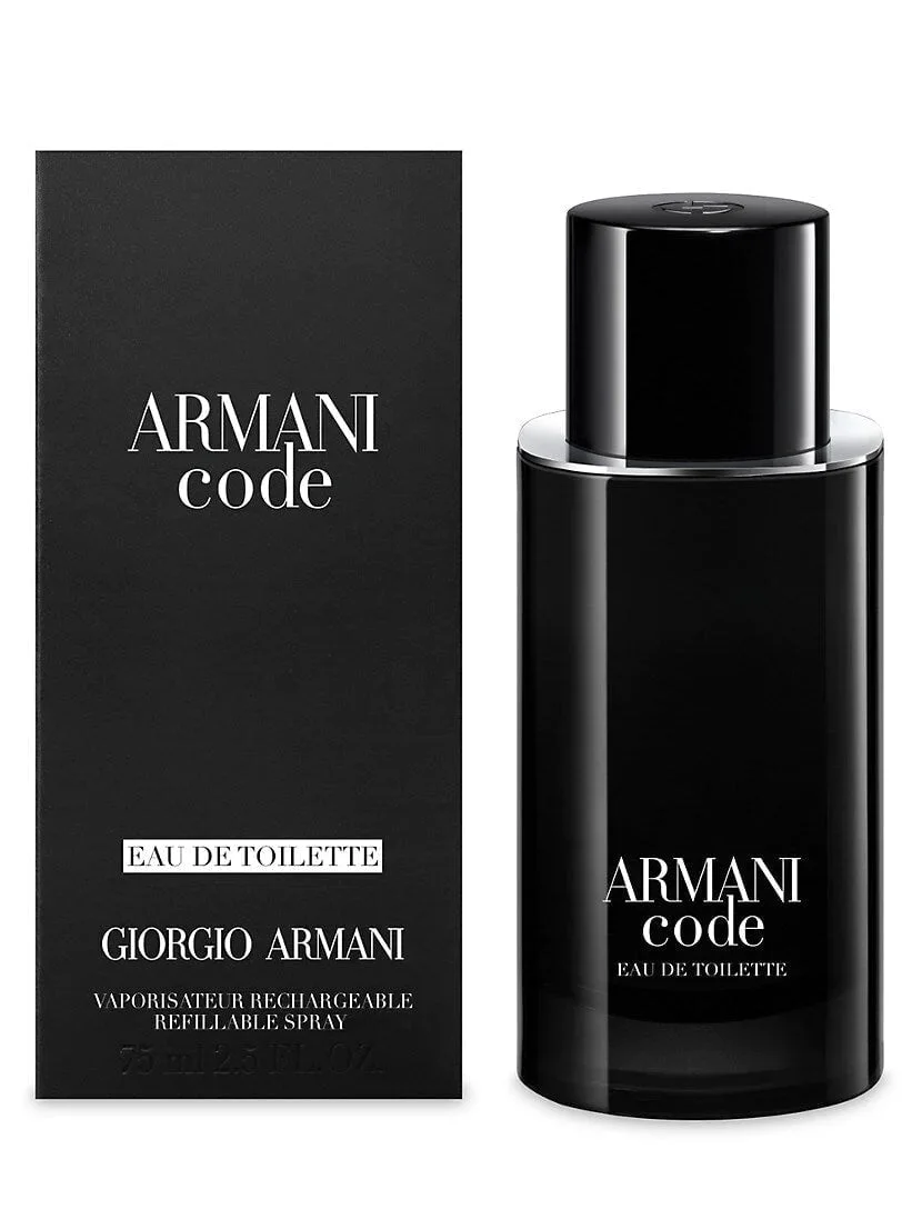Armani Code 2.5 oz Refillable EDT for men bottle